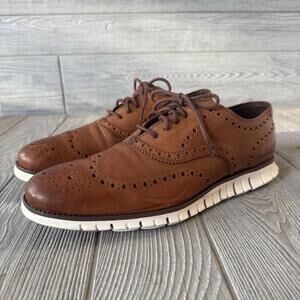 Cole Haan Mens Zero Grand Wingtip Oxford C14493 Brown Leather Dress Shoes 11 M
